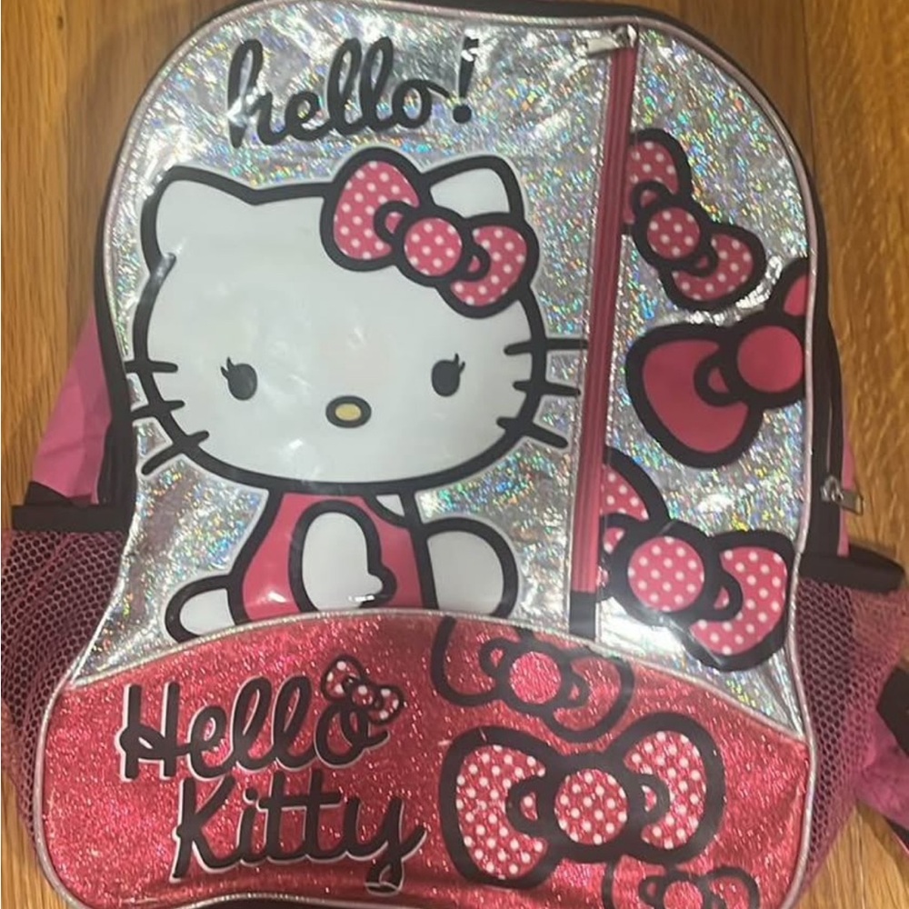 Hello Kitty Glittery Pink and Silver Backpack